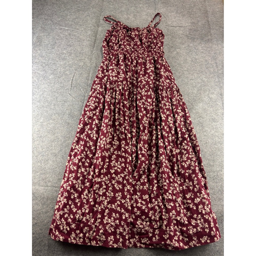 Melrose and Market Red Floral Cotton Maxi Dress Tiered Boho Cottagecore Womens S